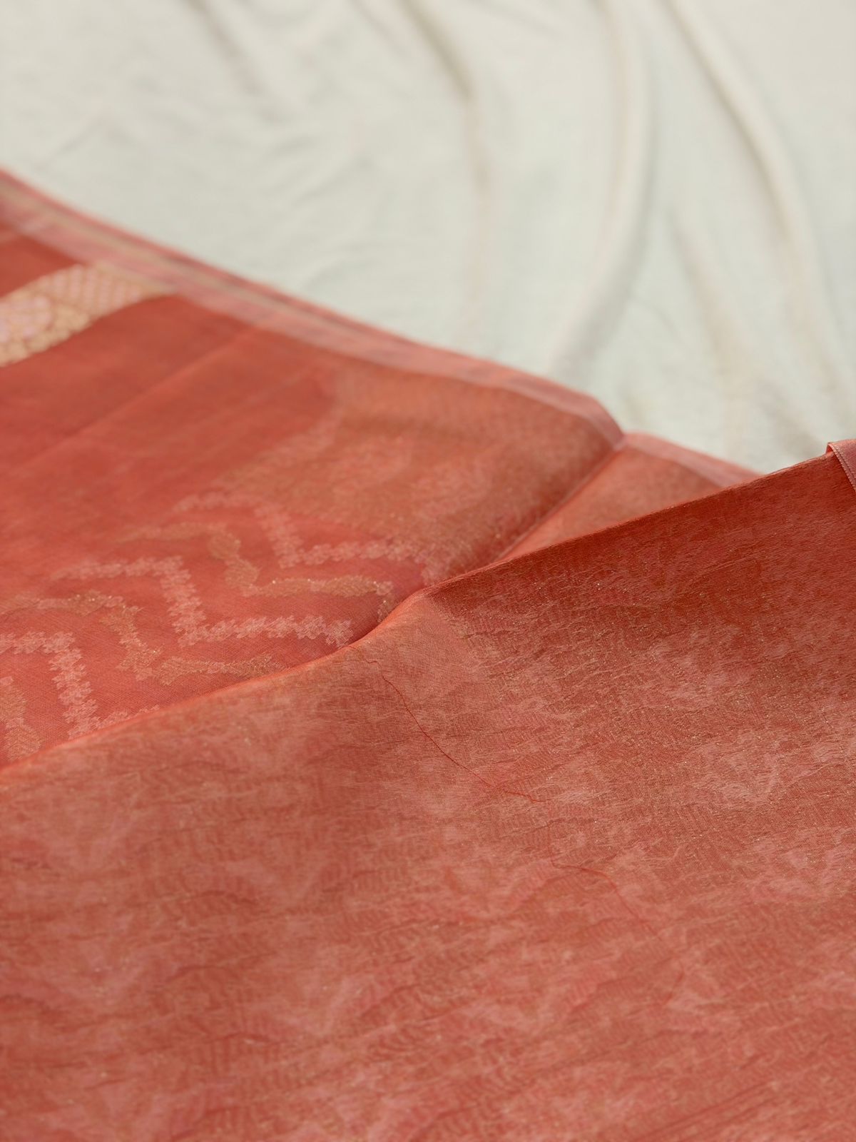 KORA JAMDANI SAREE - PEACH COLOR