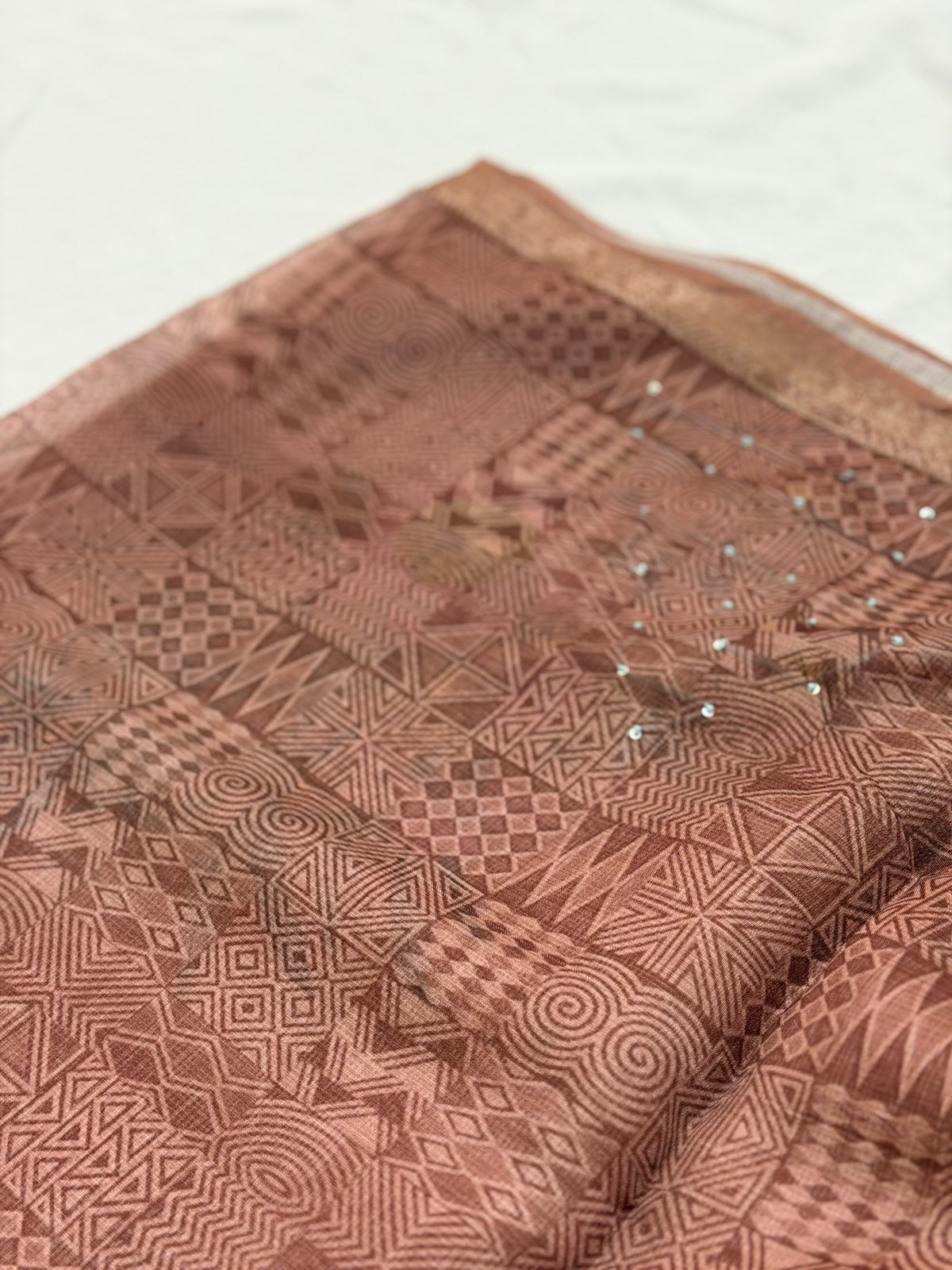 FLORAL KOTA SAREE - BROWN COLOR