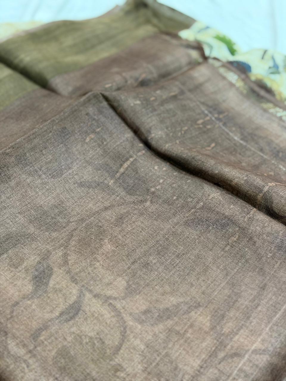 PURE TUSSAR SAREE - KALAMKARI PRINT