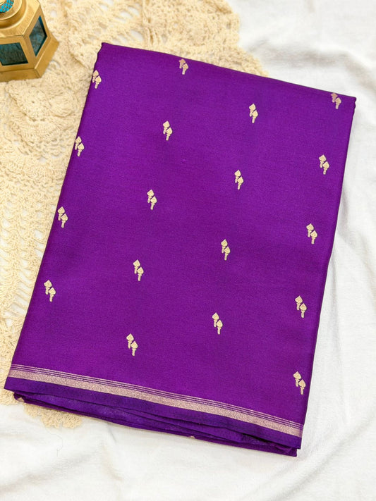 SEMI MASLEEN SAREE - PURPLE