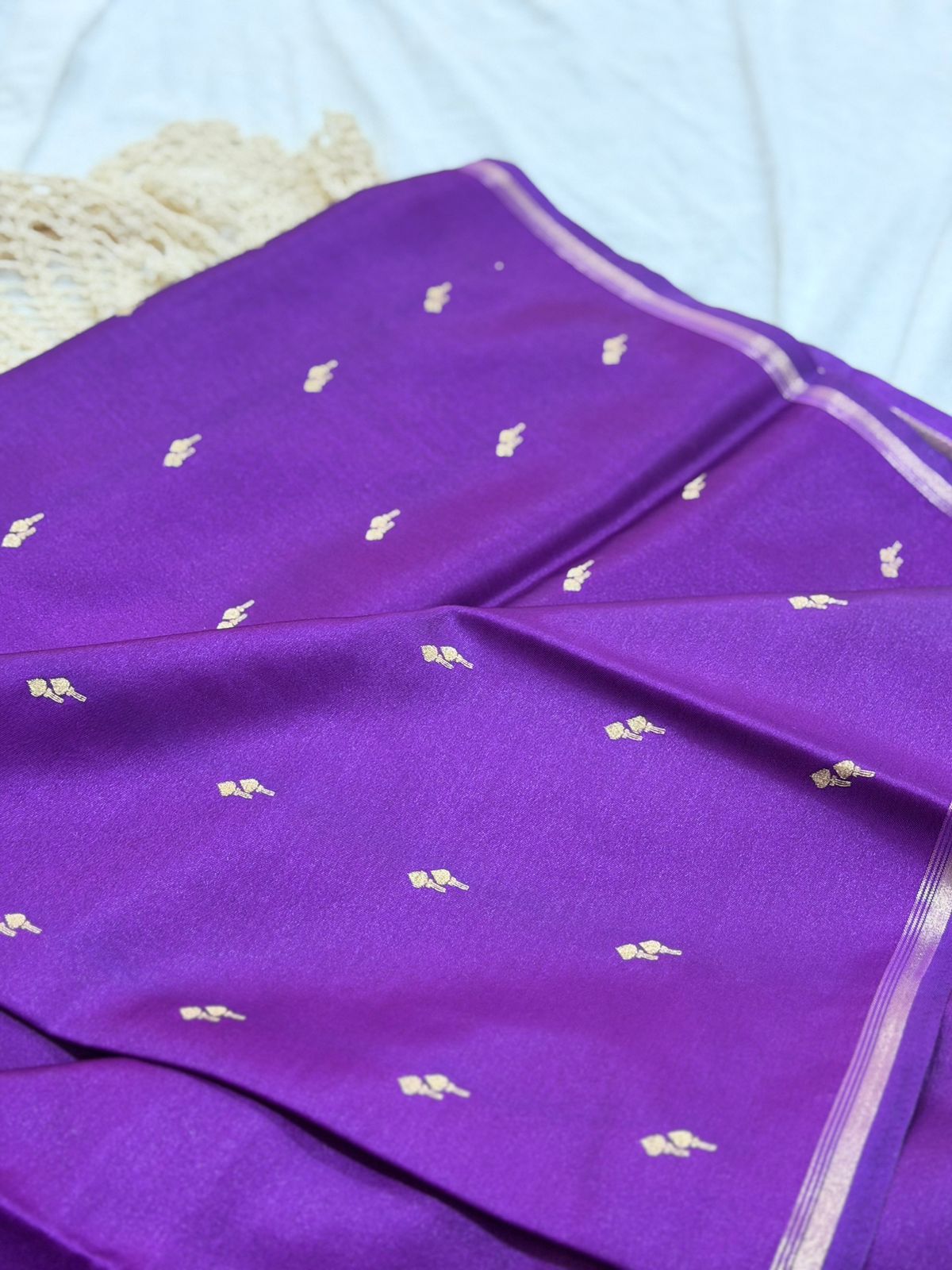 SEMI MASLEEN SAREE - PURPLE