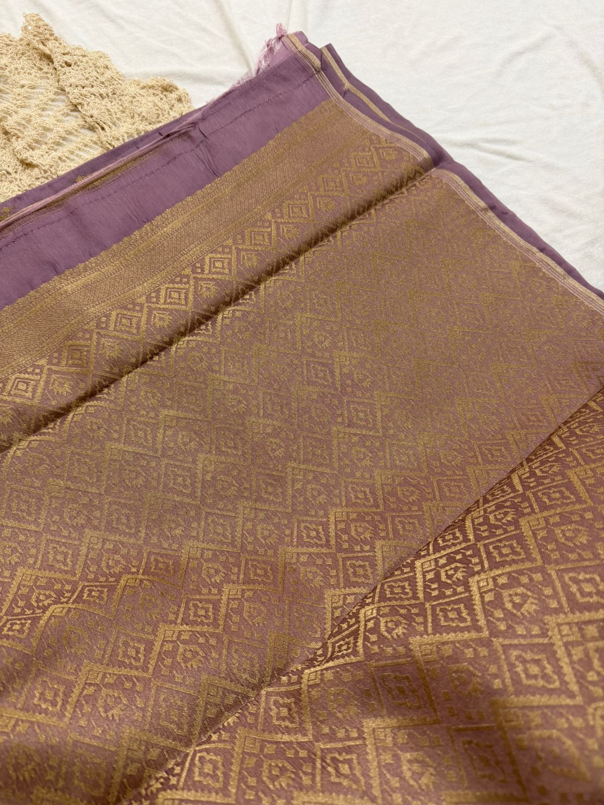 SEMI MASLEEN SAREE - LAVENDER