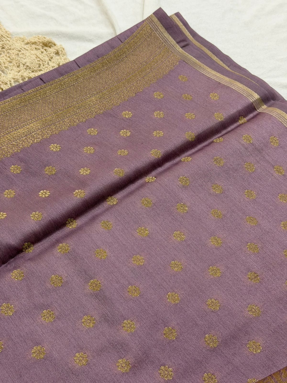 SEMI MASLEEN SAREE - LAVENDER