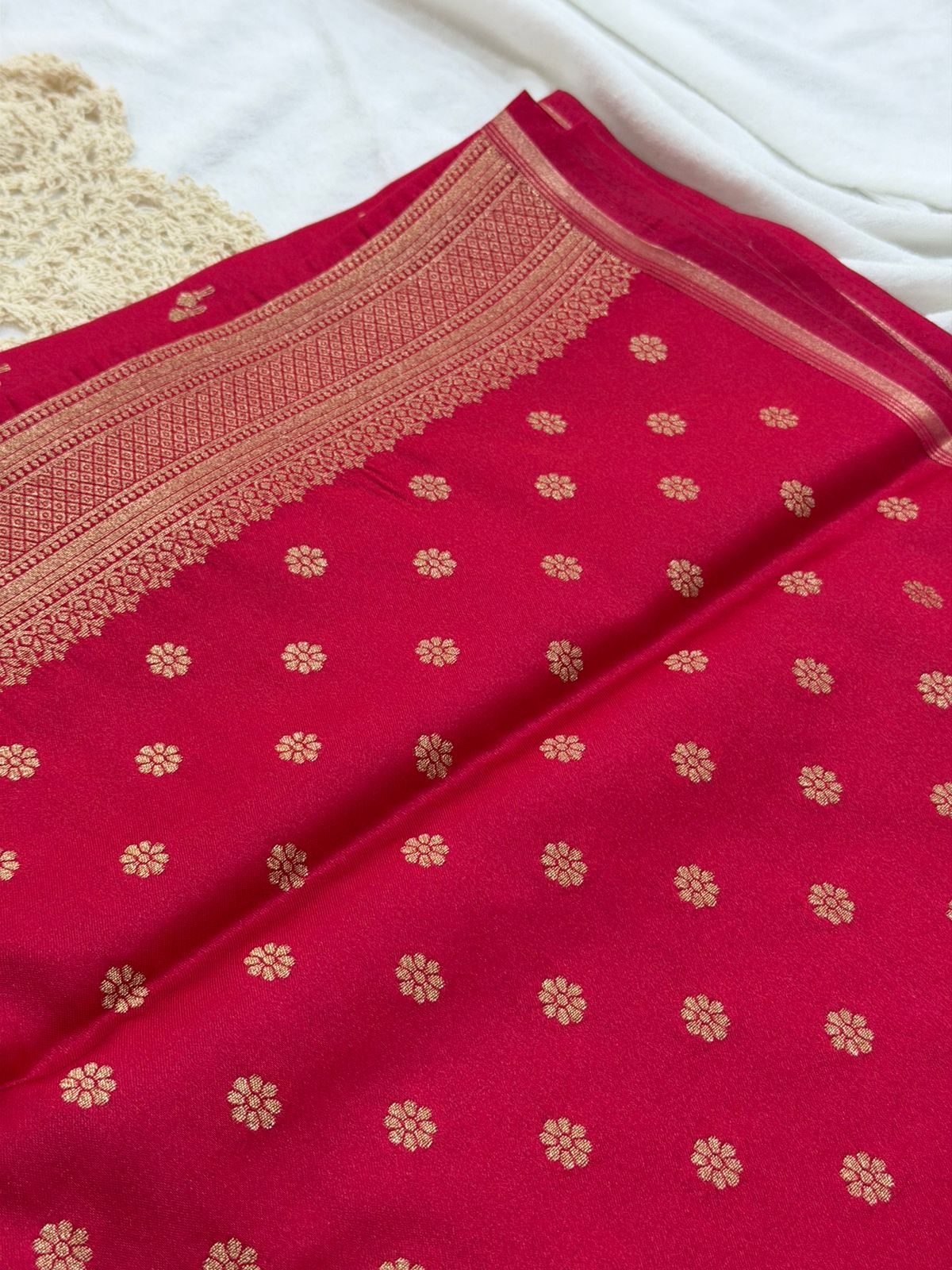 SEMI MASLEEN SAREE - PINK