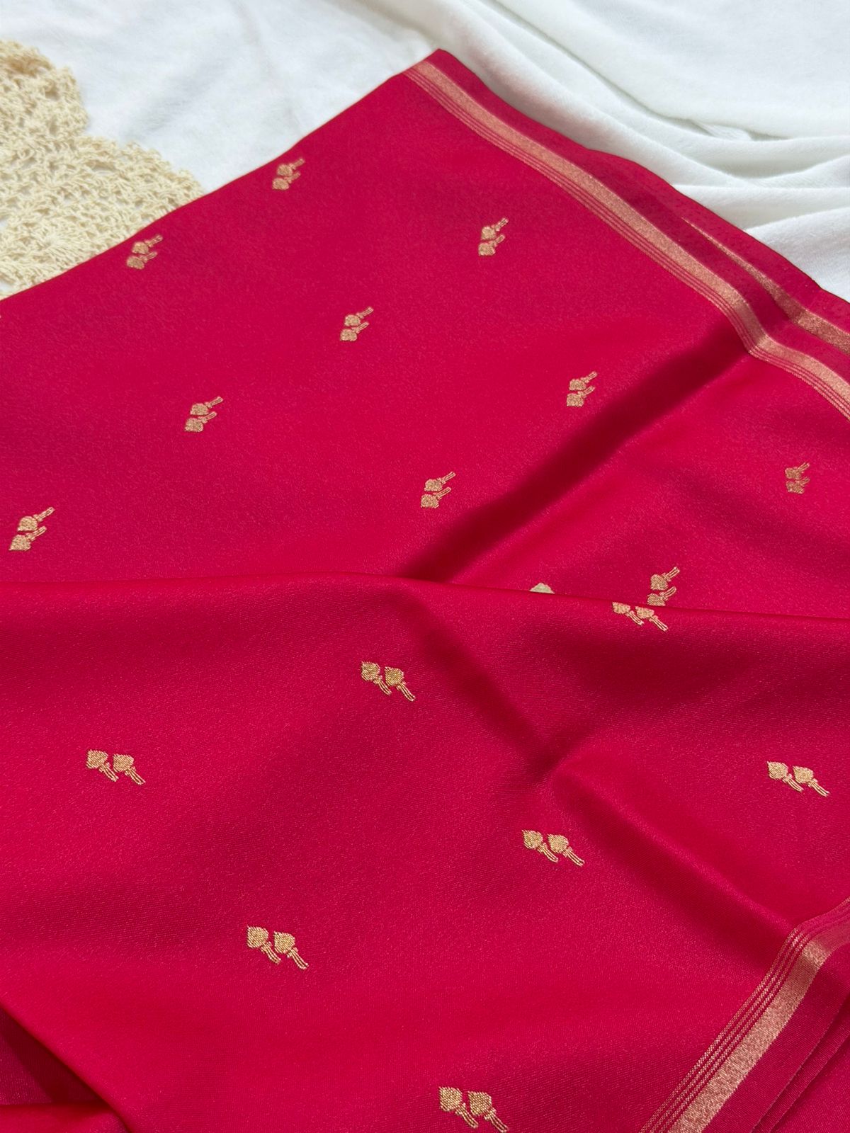 SEMI MASLEEN SAREE - PINK
