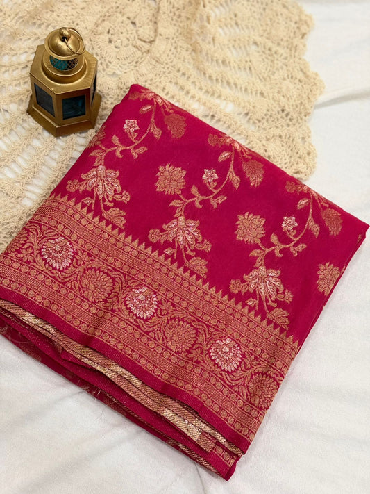 PINK BANARASI DOLA SILK SAREE