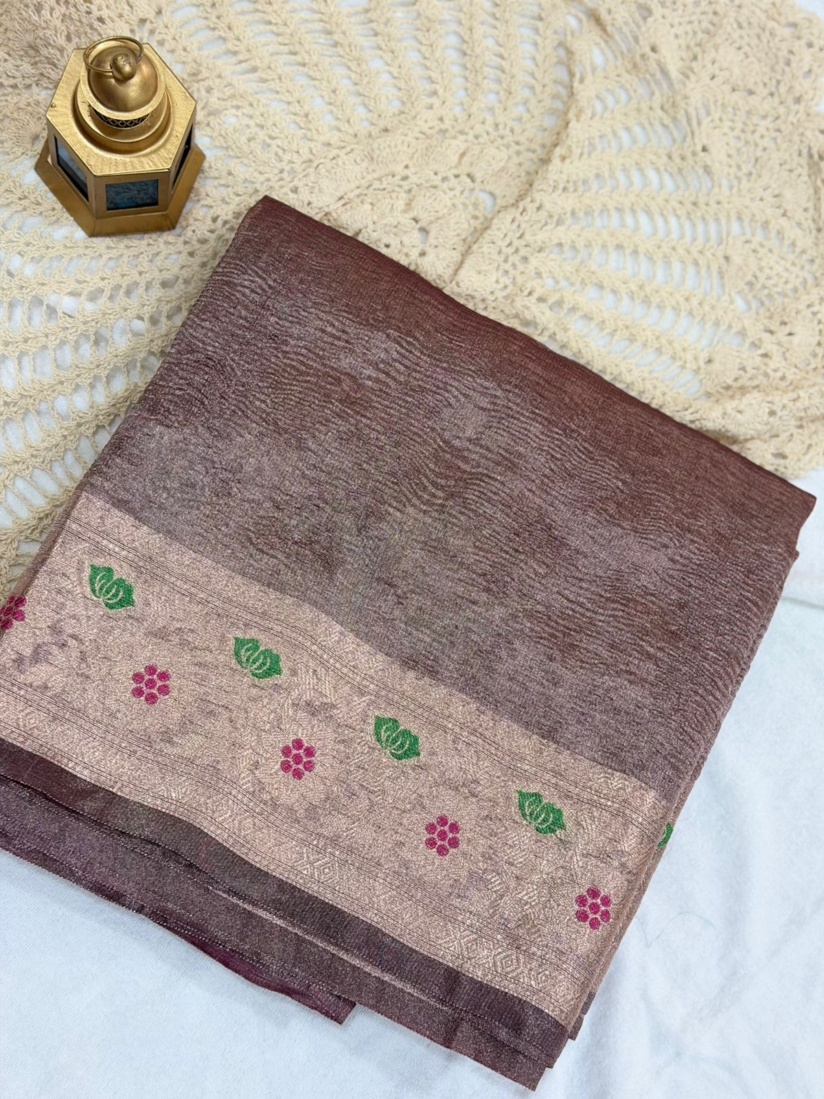 SEMI CRUSHED TISSUE SAREE