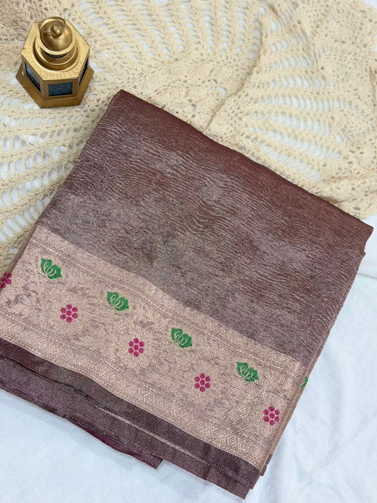 SEMI CRUSHED TISSUE SAREE