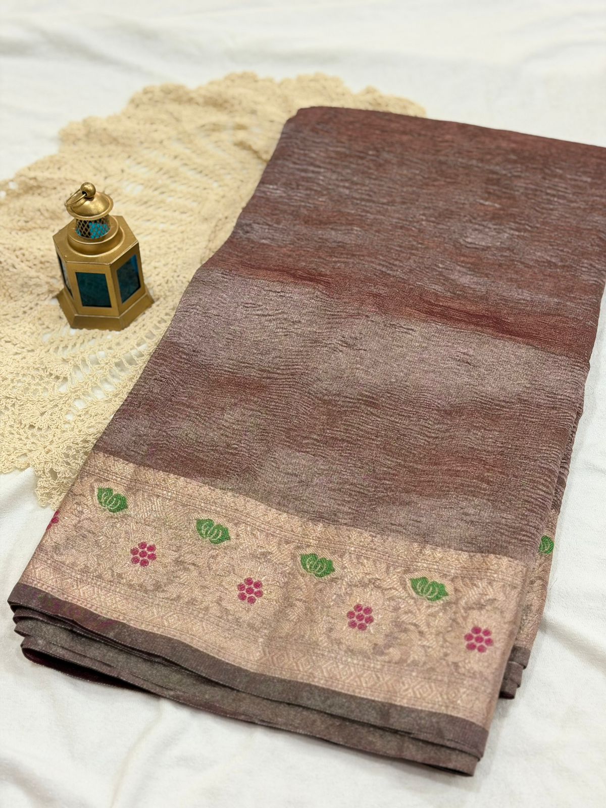 SEMI CRUSHED TISSUE SAREE