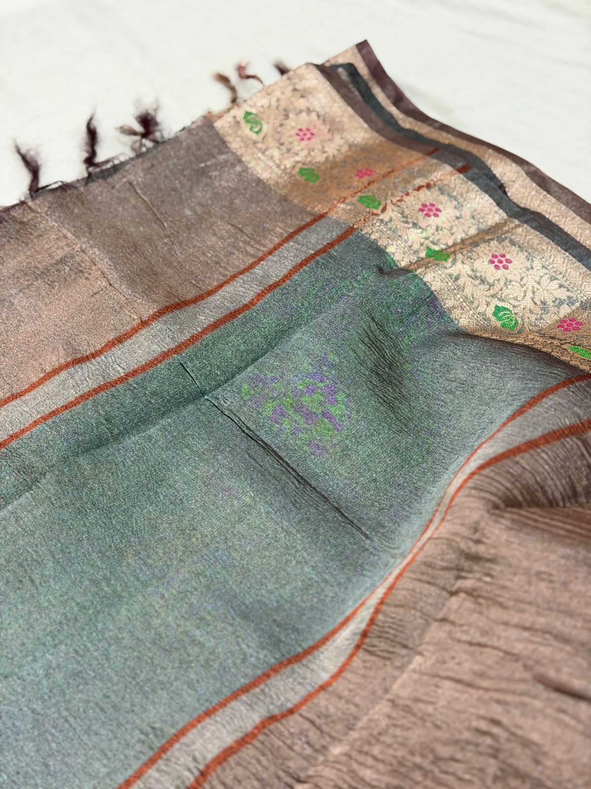 SEMI CRUSHED TISSUE SAREE