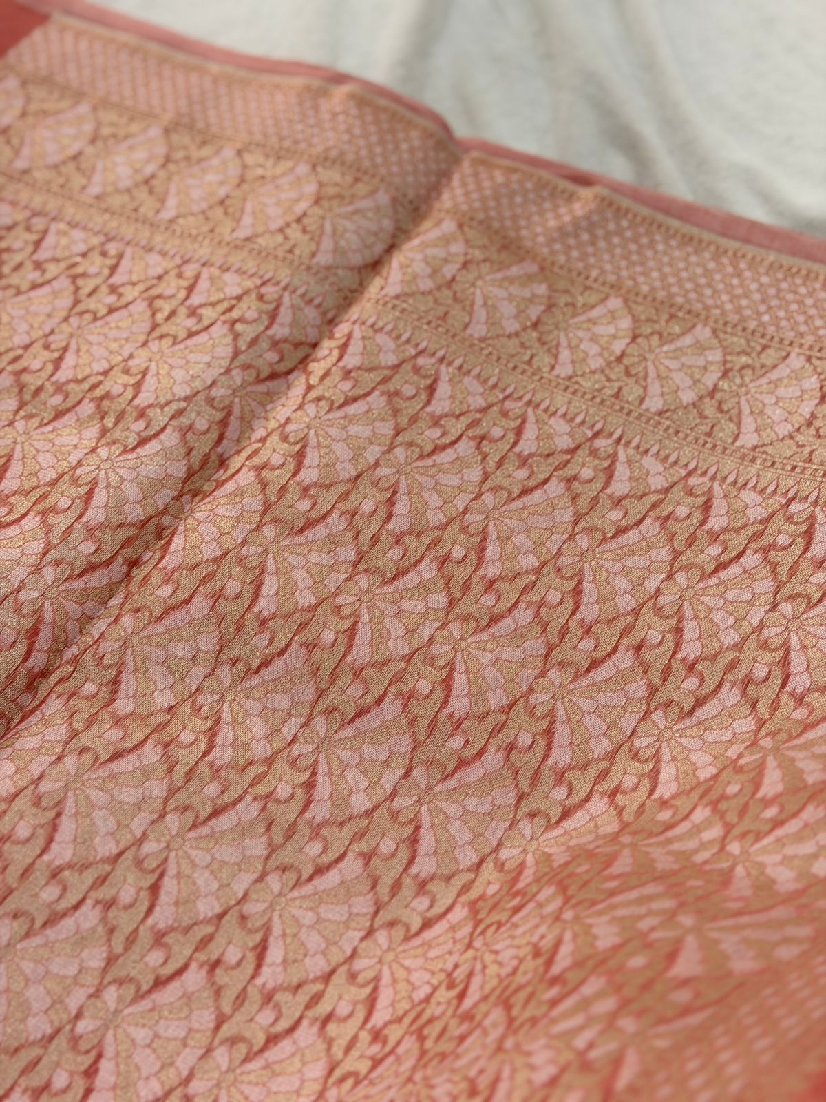 KORA JAMDANI SAREE - PEACH COLOR