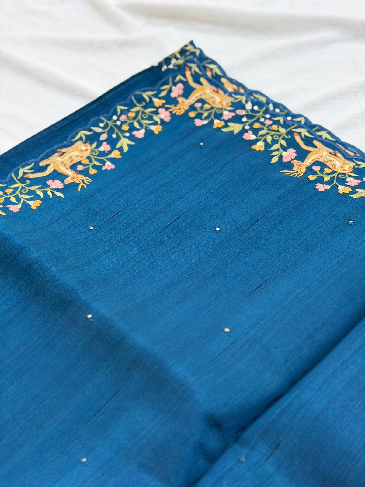 SEMI TUSSAR SAREE - TEAL BLUE
