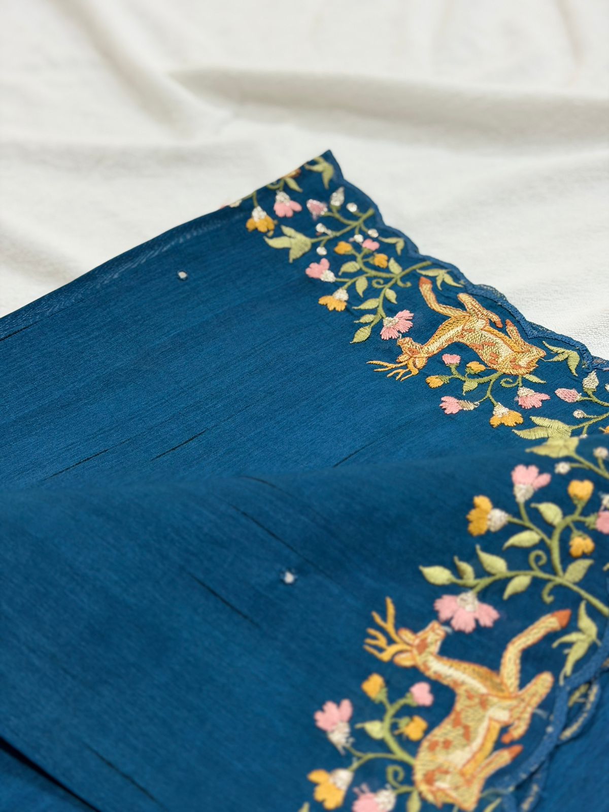 SEMI TUSSAR SAREE - TEAL BLUE