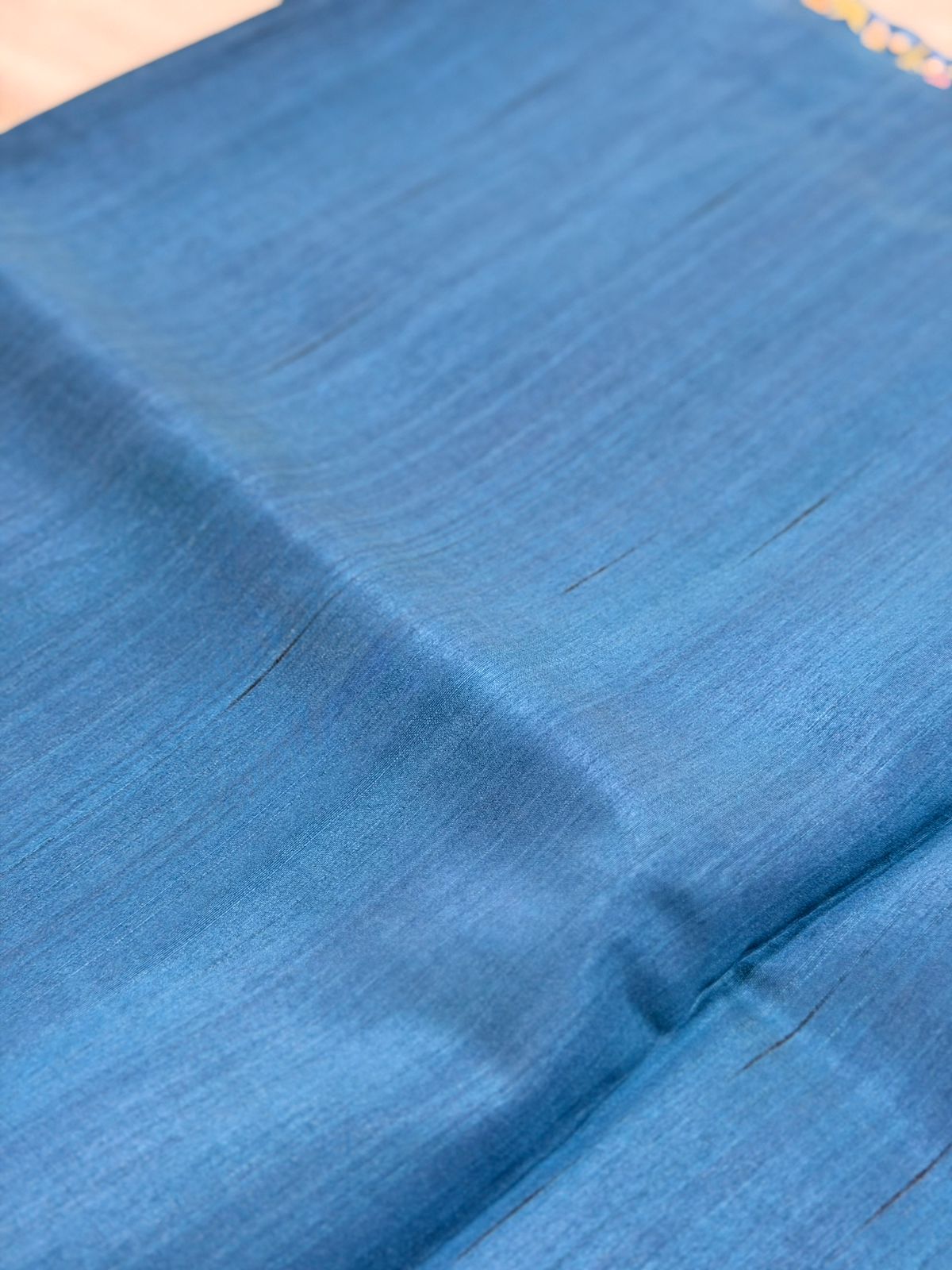 SEMI TUSSAR SAREE - TEAL BLUE