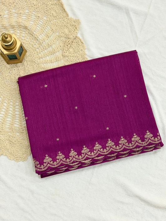 SEMI TUSSAR SAREE - MAGENTA COLOR
