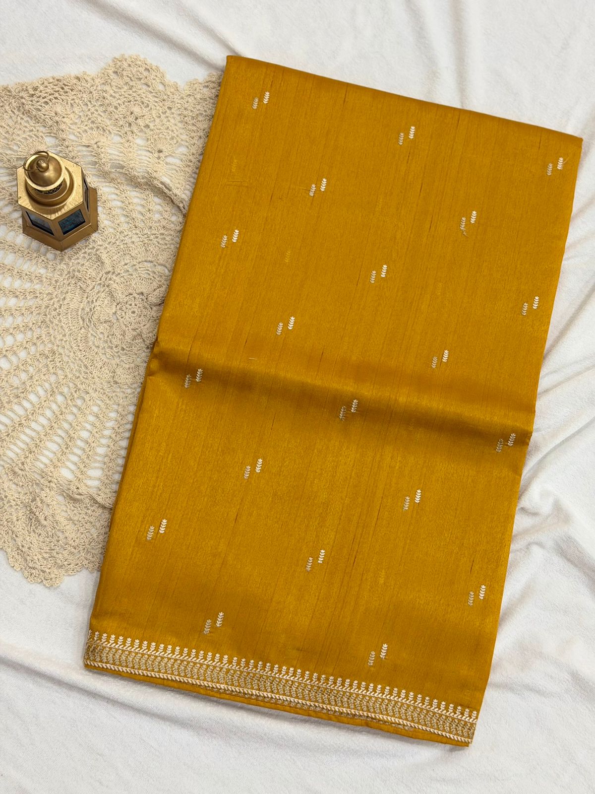 SEMI TUSSAR SAREE - MUSTARD YELLOW