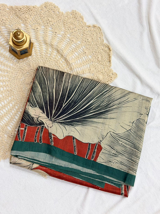 SEMI TUSSAR SAREE - PRINTED