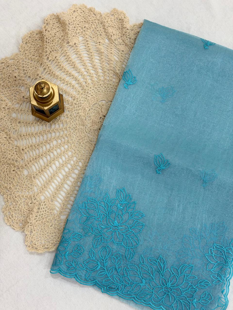 ART TISSUE SAREE - BLUE