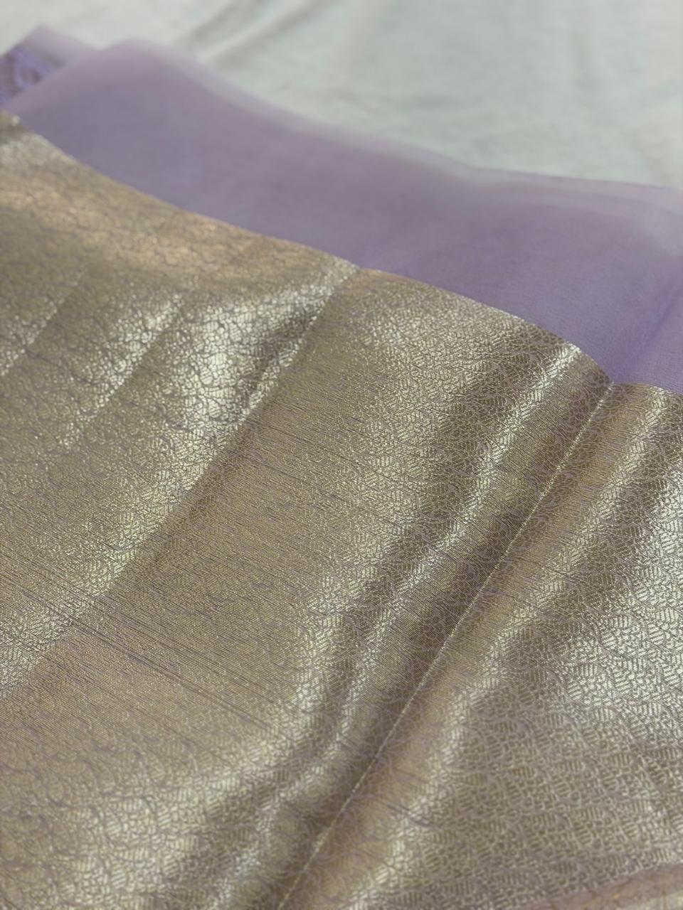 SEMI ORGANZA SAREE - LAVENDER