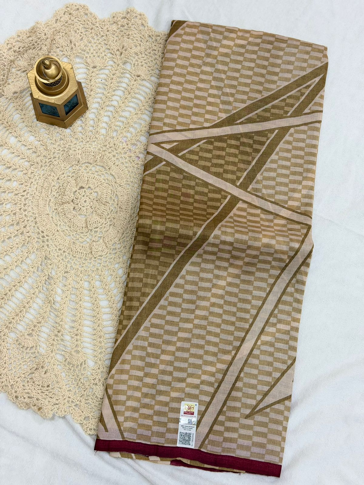 PURE TUSSAR SILK SAREE - BEIGE COLOR WITH MODERN TOUCH