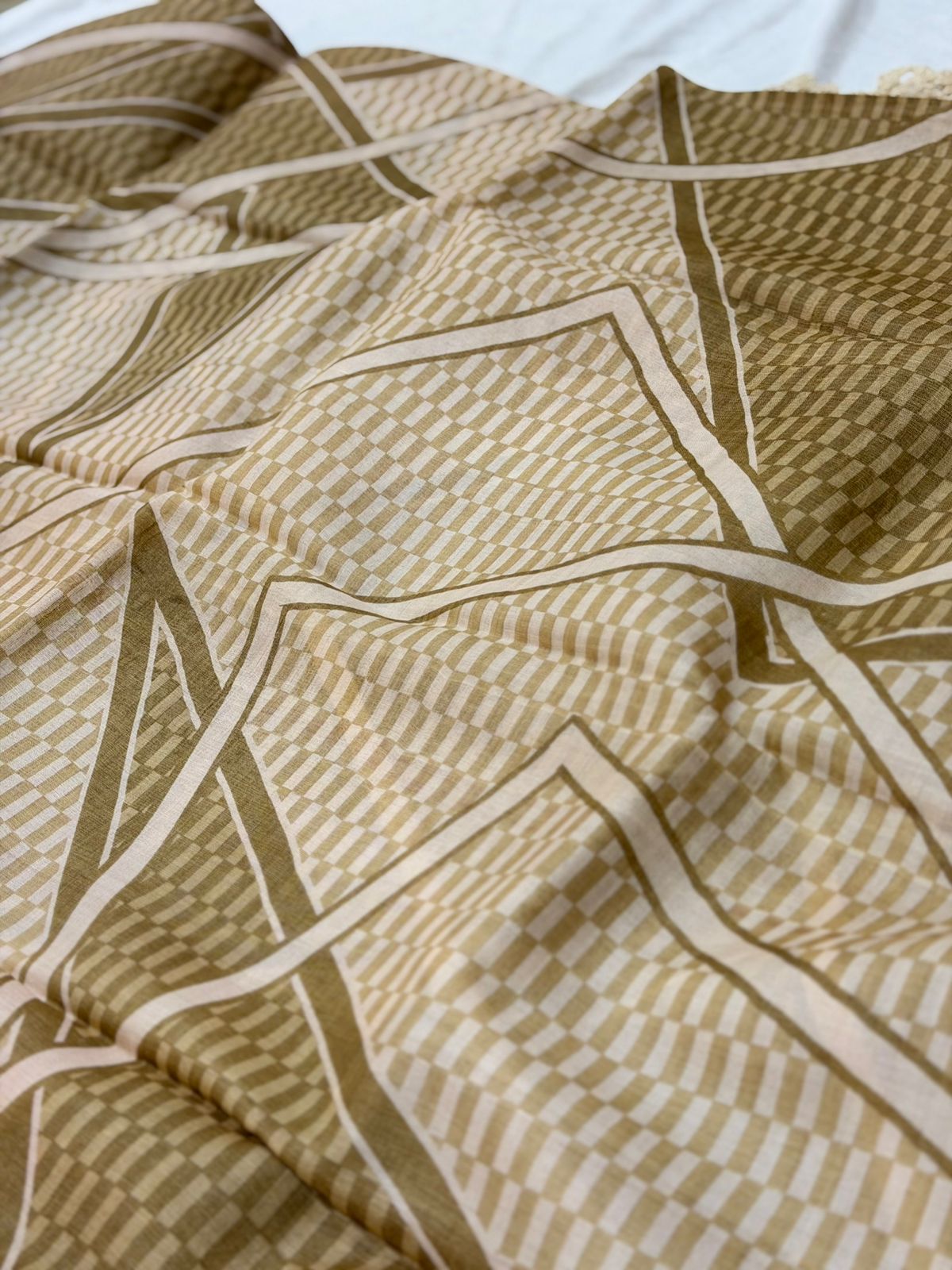 PURE TUSSAR SILK SAREE - BEIGE COLOR WITH MODERN TOUCH