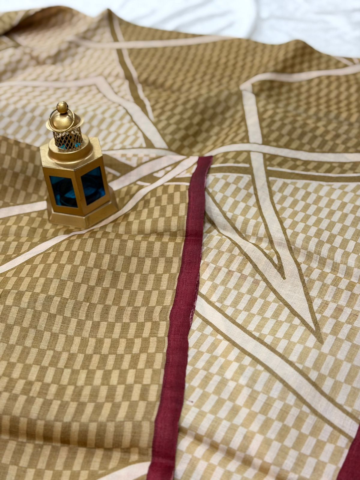 PURE TUSSAR SILK SAREE - BEIGE COLOR WITH MODERN TOUCH