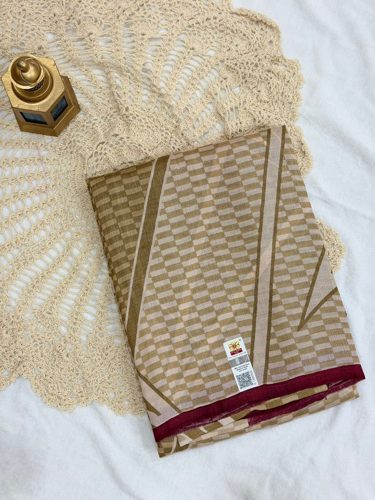 PURE TUSSAR SILK SAREE - BEIGE COLOR WITH MODERN TOUCH