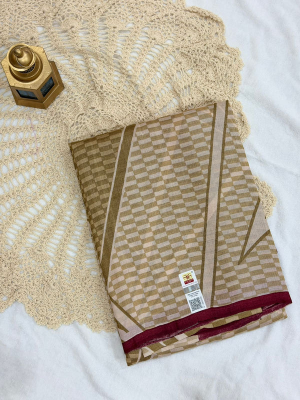 PURE TUSSAR SILK SAREE - BEIGE COLOR WITH MODERN TOUCH