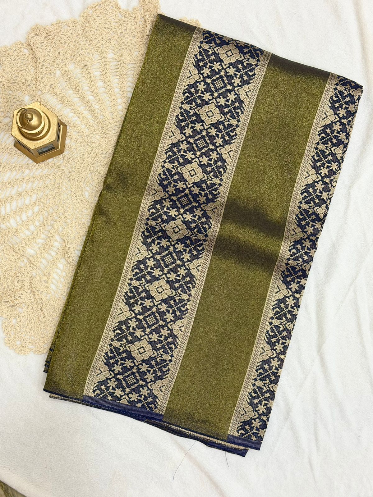 Blue and Golden Semi Mashru Silk Saree