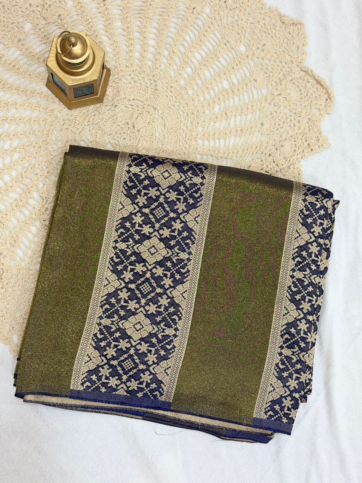 Blue and Golden Semi Mashru Silk Saree