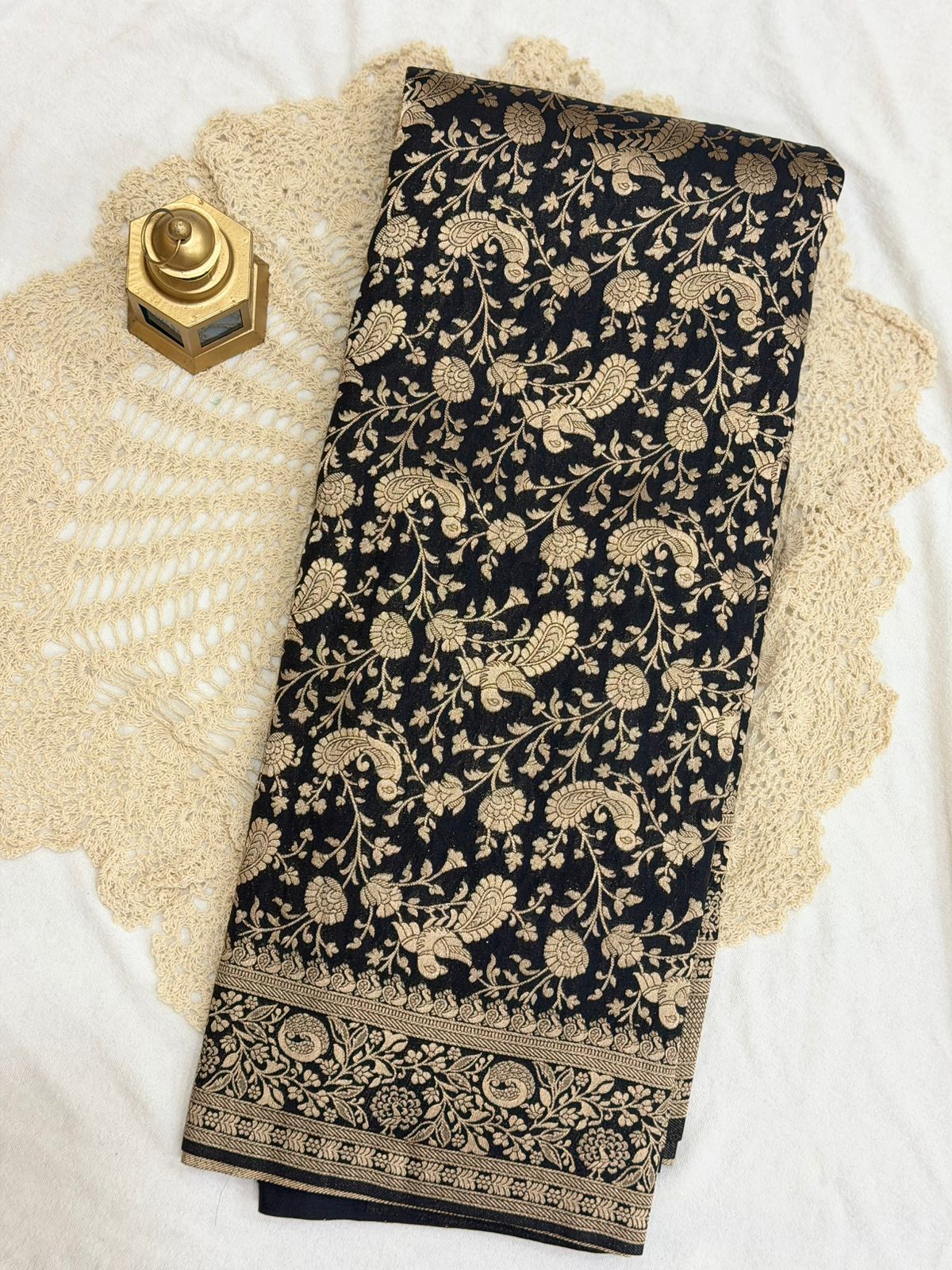 BLACK BANARASI DOLA SIK SAREE
