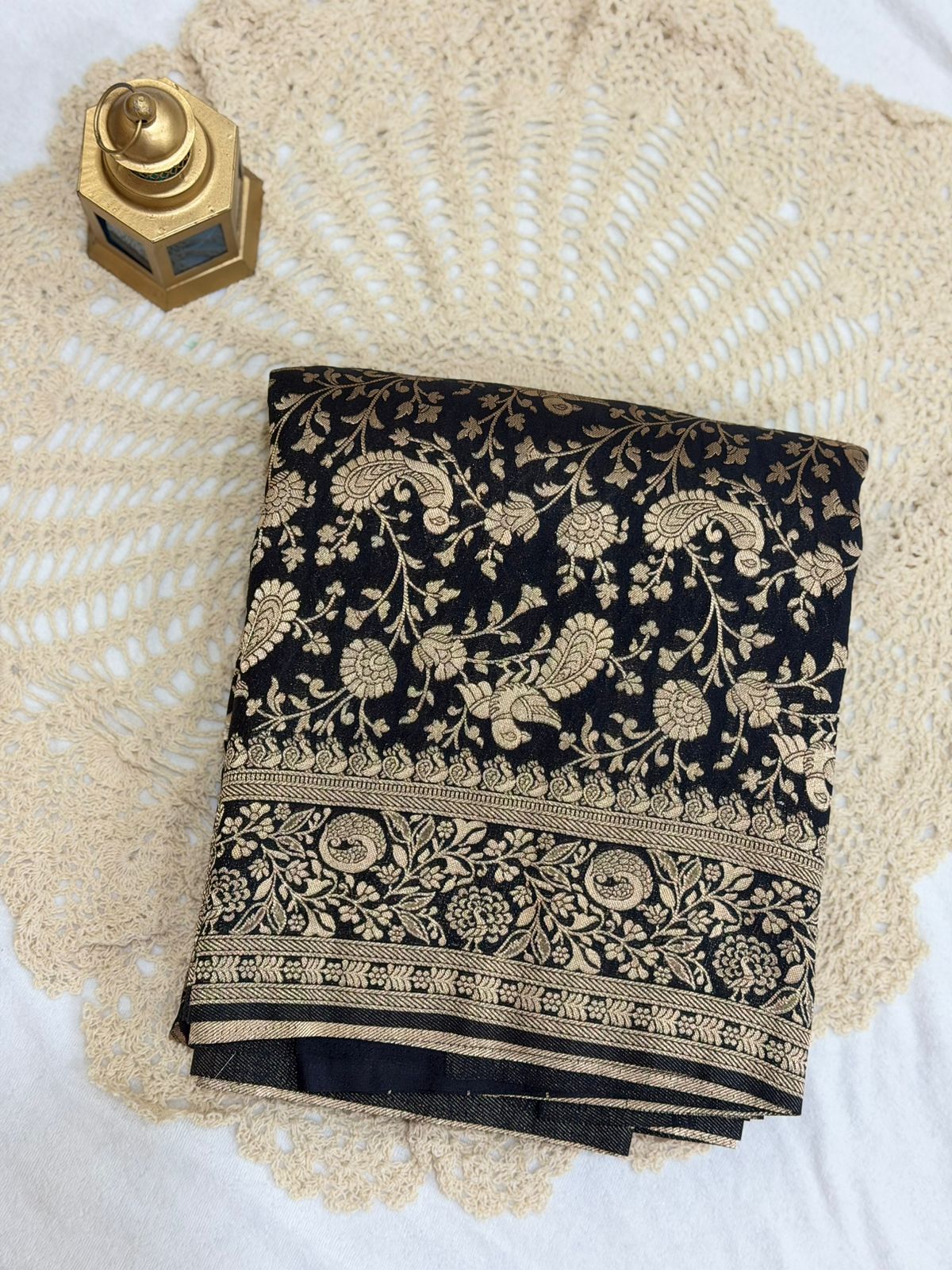 BLACK BANARASI DOLA SIK SAREE