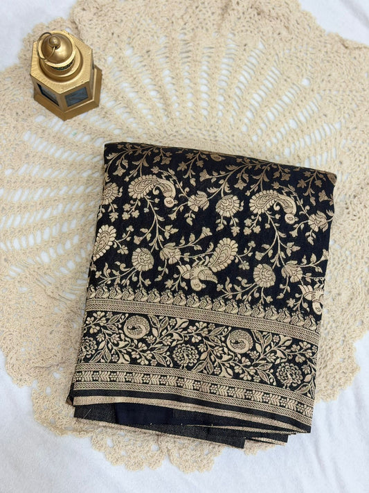 BLACK BANARASI DOLA SIK SAREE