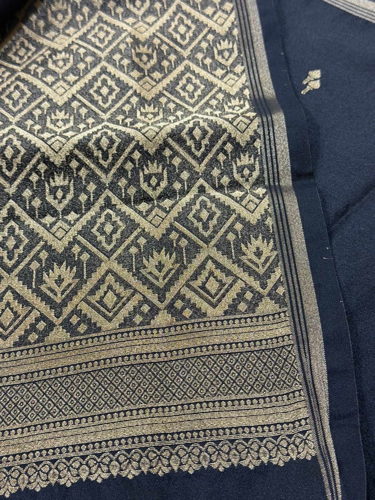 SEMI MASLEEN SAREE - BLACK