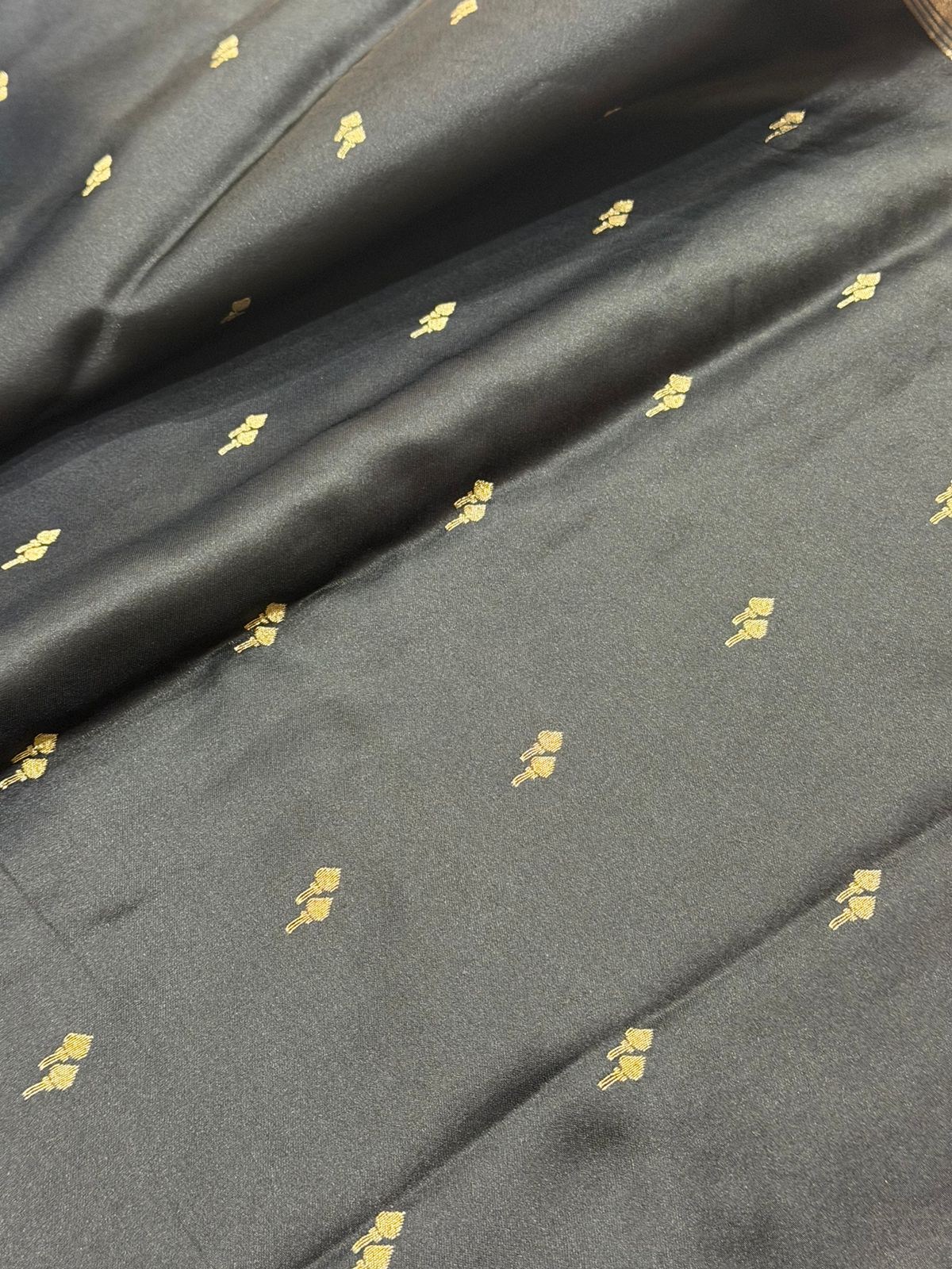 SEMI MASLEEN SAREE - BLACK