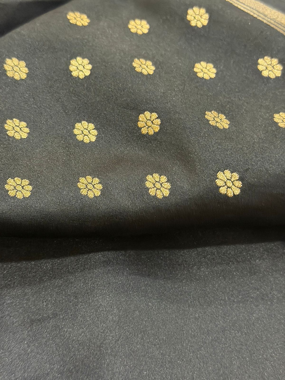 SEMI MASLEEN SAREE - BLACK