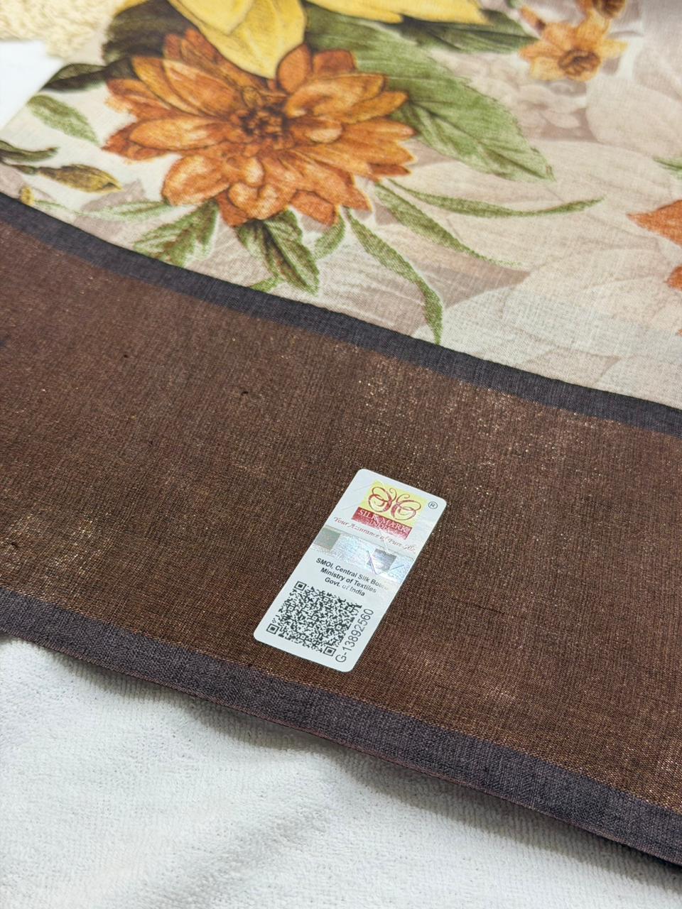 PURE TUSSAR SAREE - FLORAL PRINT