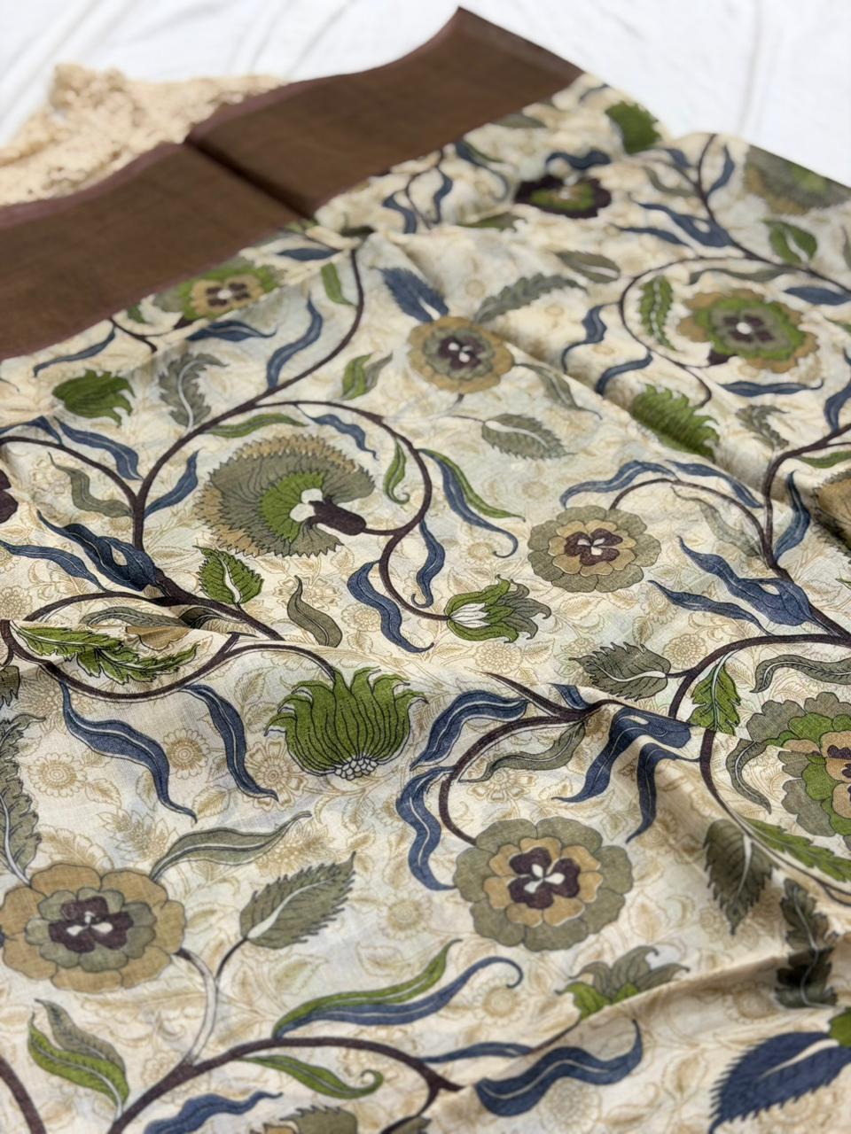 PURE TUSSAR SAREE - KALAMKARI PRINT