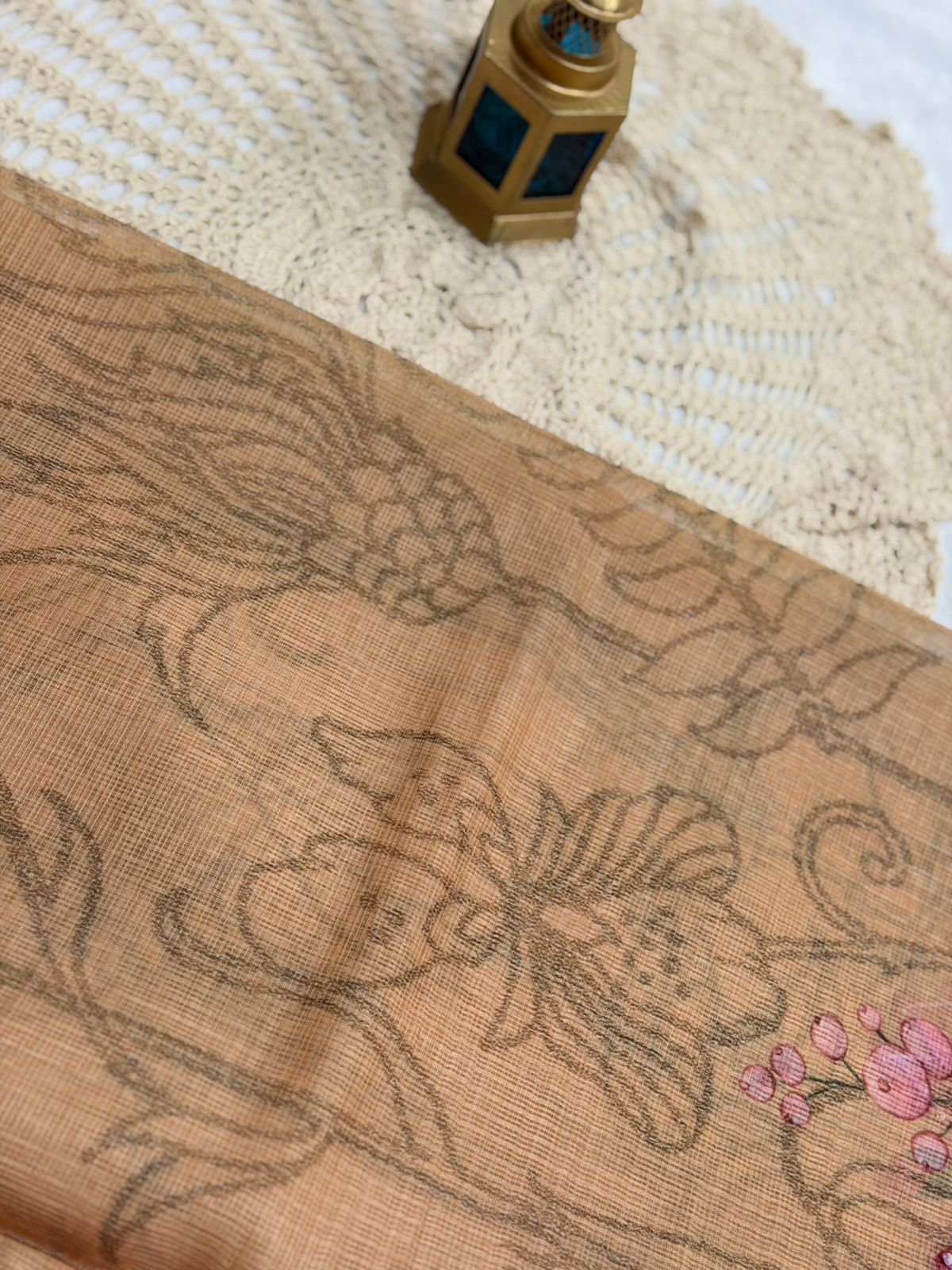 FLORAL KOTA SAREE - BEIGE COLOR